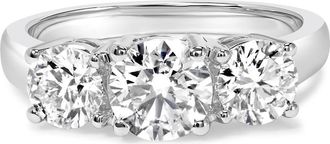 House of Brilliance 14K White Gold 3.0 Cttw Lab Grown Diamond 3 Stone Band Ring at Nordstrom, Size 6