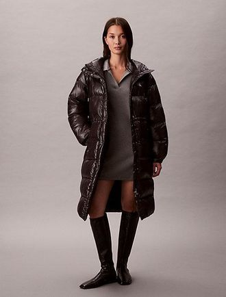 Calvin Klein High Shine Hooded Puffer Coat