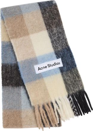 Acne Studios Vally Checked Wool-blend Scarf - Blue - One Size