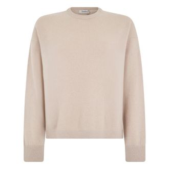 Max Mara Smmnebbie Trui - Dames - Ronde hals truien - Beige - M - Wol - Truien & Vesten