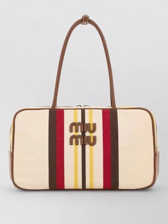Miu Miu canvas shoulder bag featuring dual handles
