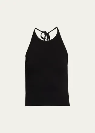 Re/Done Sylvie Ribbed Halter Tank Top