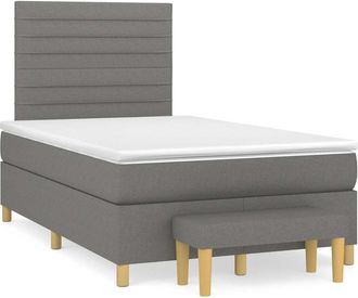 vidaXL Cama Box Spring Con Colch&oacute;n Tela Gris Oscuro 120x190 Cm Vidaxl