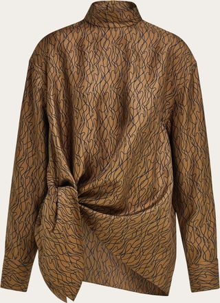 Ferragamo Donna Camicia con nodo Marrone