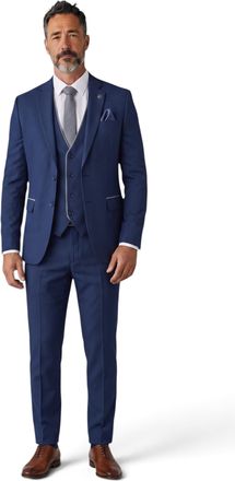 TruClothing Blauw formeel driedelig pak voor heren, getailleerd, effen - IM4