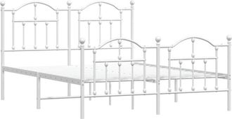 vidaXL Estructura Cama Sin Colch&oacute;n Con Estribo Metal Blanco 135x190 Cm Vidaxl