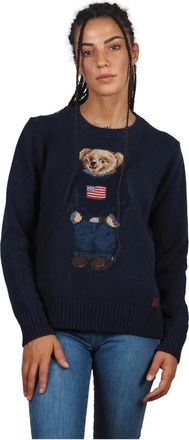 Ralph Lauren Maglia Polo Bear - Dames - Ronde hals truien - Blauw - S - Katoen - Truien & Vesten