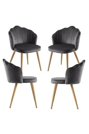 Regalos Miguel Packs Sillas Comedor - Pack 4 Sillas Blume Terciopelo - Gris Oscuro
