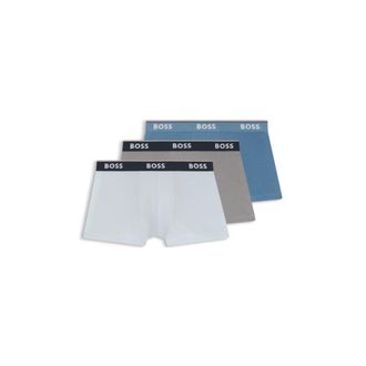 BOSS Three-pack of cotton trunks with logo waistband