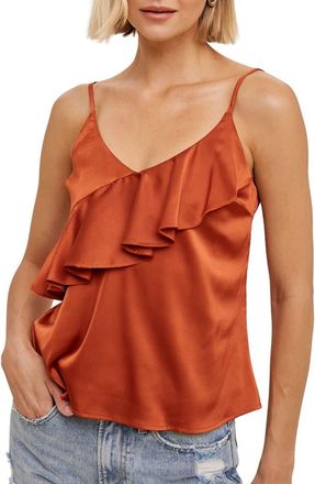 Wishlist Ruffle Satin Cami in Copper at Nordstrom Rack, Size Medium