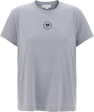 Stella McCartney Iconische Mini Heart T-shirt - Dames - T-shirts - Blauw - XS - Katoen - Tops