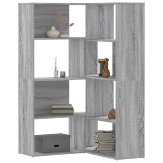 Berkfield Home Corner Bookcase 4-Tier Grey Sonoma 85x85x140 cm Engineered Wood | Size: 85 x 85 x 140 cm