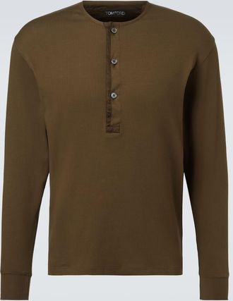 Tom Ford Top Henley in misto cotone a coste