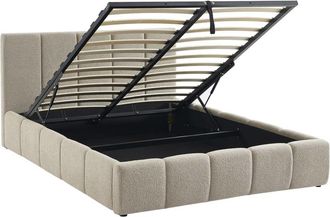 Sweeek Cama ba&uacute; con somier a l&aacute;minas y cabecero 140cm, acabado en borreguito