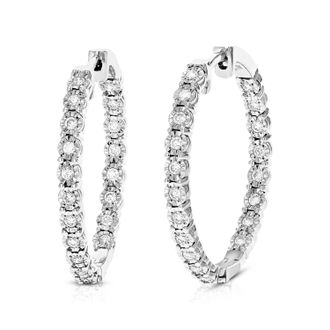 Vir Jewels 1/2 cttw Lab Grown Diamond Hoops Earrings in Sterling Silver With Hidden Post For Women