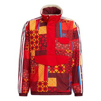 adidas originals Cny Aop Jkt New Years Edition Stay Warm Reversible Stand Collar logo Sports Jacket Red HD0317