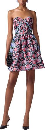 Carolina Herrera Gathered Sweetheart Silk Mini Dress