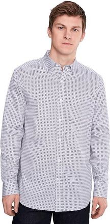 Johnston & Murphy Printed Cotton Shirt Mens Clothing Pink/Navy 1 : 2XL