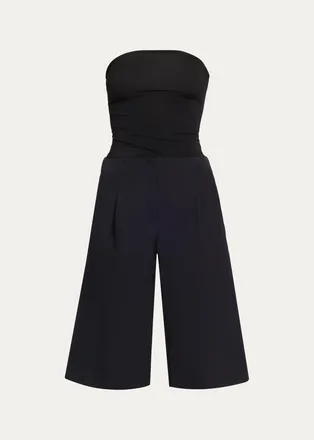 CHRISTOPHER ESBER Redux Strapless Jersey & Wool Bermuda Jumpsuit