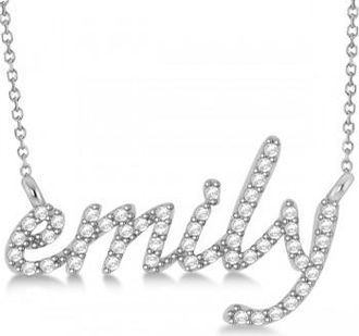 Allurez Personalized Lab Grown Diamond Name Pendant Necklace 14k White Gold