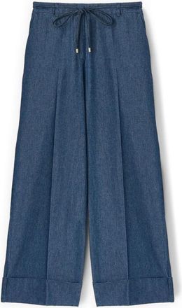 Motivi Cropped palazzo jeans met trekkoord - Dames - Loose Fit Jeans - Blauw - M - Katoen - Jeans