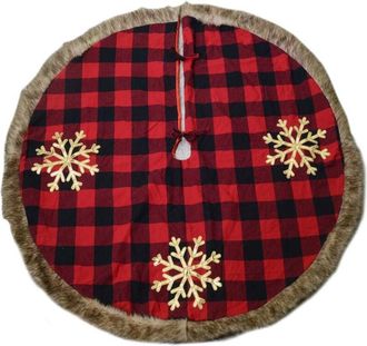 Vacchetti Vacchetti - Cubre Arboles De Tela Con Lazos Tart&aacute;n Rojo Cm &Oslash;120