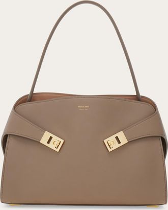 Ferragamo Women Hug soft shoulder bag (M) Beige