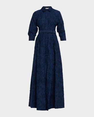 SIMKHAI Courtney Belted Organza Jacquard Gown