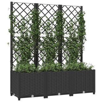 Berkfield Home Beautiful Garden Planter with Trellis Black 120x40x136 cm PP | Size: 120 x 40 x 136 cm