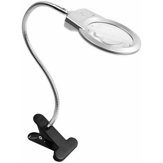OEM L&aacute;mpara De Escritorio De Cristal Flexible Manos Libres Pro Con Lupa Led Iluminada Y Clip Para Lectura, Pintura De Diamantes Y Punto De Cruz