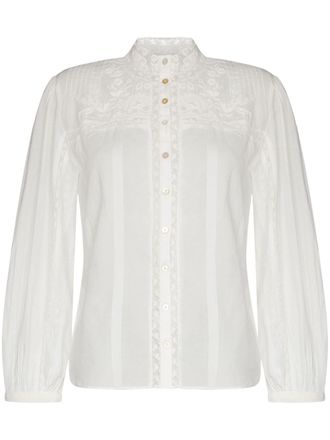 LoveShackFancy Blouse met geborduurde bloemen - Wit