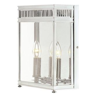 Netlighting Holborn 2 Light Outdoor Medium Wall Half Lantern Light Polished Chrome IP44 E14 in Grey