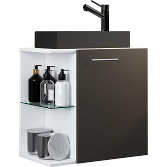 ebuy24 Ebuy24 - Set Vcm De 2 Piezas Lavadero Para Invitados Wc Ba&ntilde;o De Invitados Lavabo Set De Ba&ntilde;o - Hausa-bl (antracita)