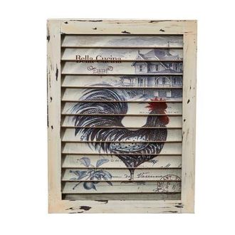 Nearly Natural Rooster Window Shutter Wall Decor in Cream at Nordstrom