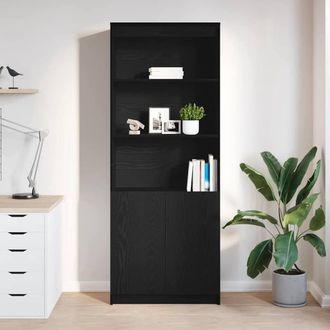 Berkfield Home Highboard Black Oak 70x35x180 cm Engineered Wood | Size: 70 x 35 x 180 cm