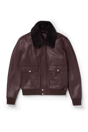 Mr P. Shearling-Trimmed Full-Grain Leather Blouson Jacket