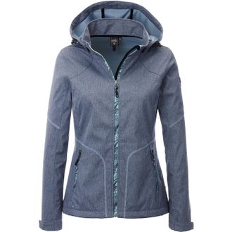 Deproc Softshelljacke DEPROC ACTIVE SOUTH TWIN PEAK WOMEN, Damen, Gr. 46 (L), blau, 100% Polyester, tailliert, gerader Abschluss mit Windstopper,mit verstell