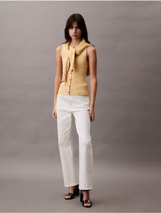Calvin Klein Jeans Calvin Klein Womens Smooth Cotton Rib Sweater Tank - Yellow - XS