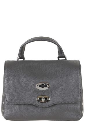 Zanellato Volcano Gray Postina Daily Metal Rivets Leather Handbag