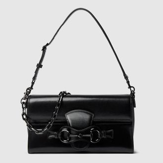 Gucci Horsebit Ristretto Medium Shoulder Bag, Black, Leather