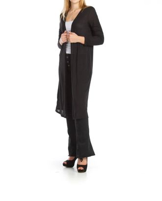 Papillon Long Knit Cardigan In Black
