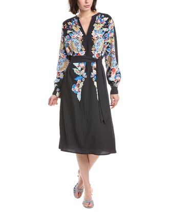 T Tahari Split Neck A-Line Dress