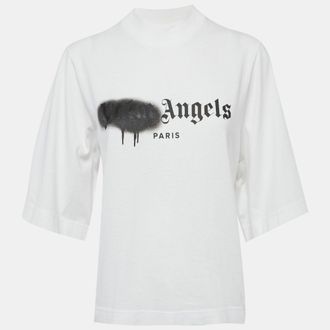 Palm Angels White Jersey Logo Detail T-Shirt