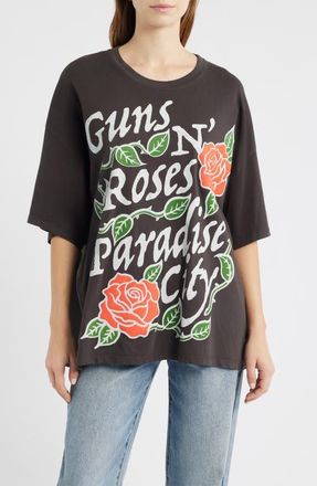 Daydreamer Guns N Roses Paradise City Cotton Graphic T-Shirt in Washed Black at Nordstrom
