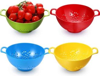 OEM 4 Piezas, Colador De Pl&aacute;stico Para Frutas Y Verduras, Coladores De Pl&aacute;stico Con Asa, Para Frutas, Verde, Morado, Rojo, Amarillo, 1914,87,5 Cm