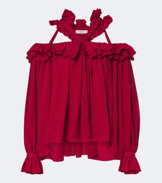 Chlo&eacute; Chlo&eacute; Top jacquard de seda con volantes