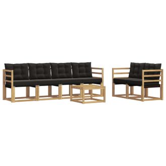 vidaXL Conjunto De Sof&aacute;s De Exterior Con Coj&iacute;n 7 Pcs Blanco Y Negro Vidaxl