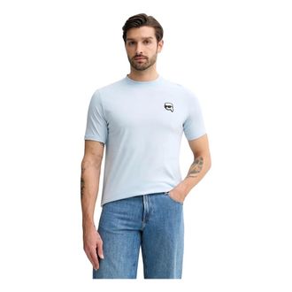 Karl Lagerfeld Tops, Heren, Blauw, M, Katoen, Ikon T-shirt