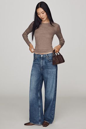 Pilcro Pleated High-Rise Wide-Leg Jeans