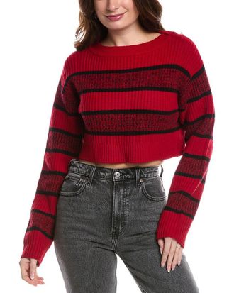 Re/Done RE/DONE Crop Boatneck Wool Pullover